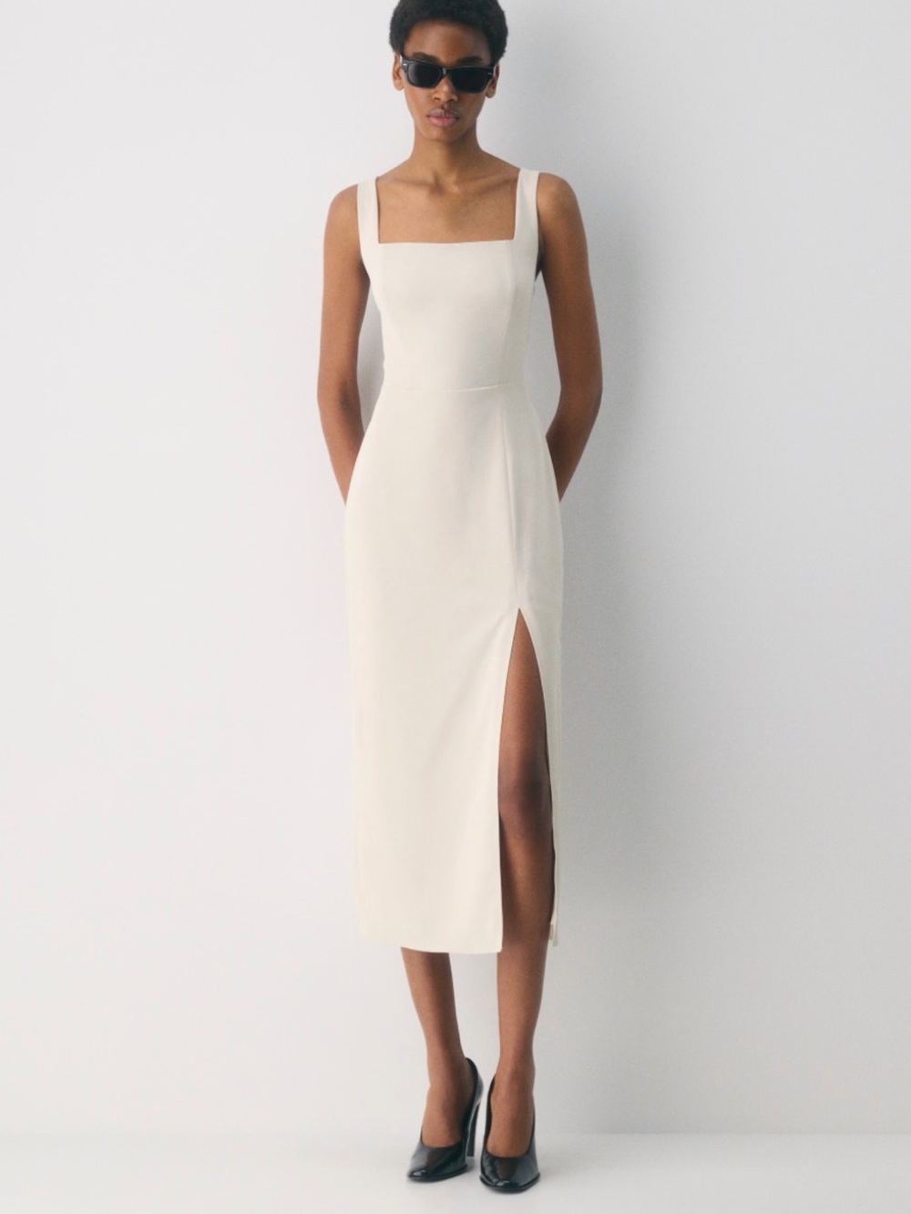 '90s Slit Satin Midi Dress